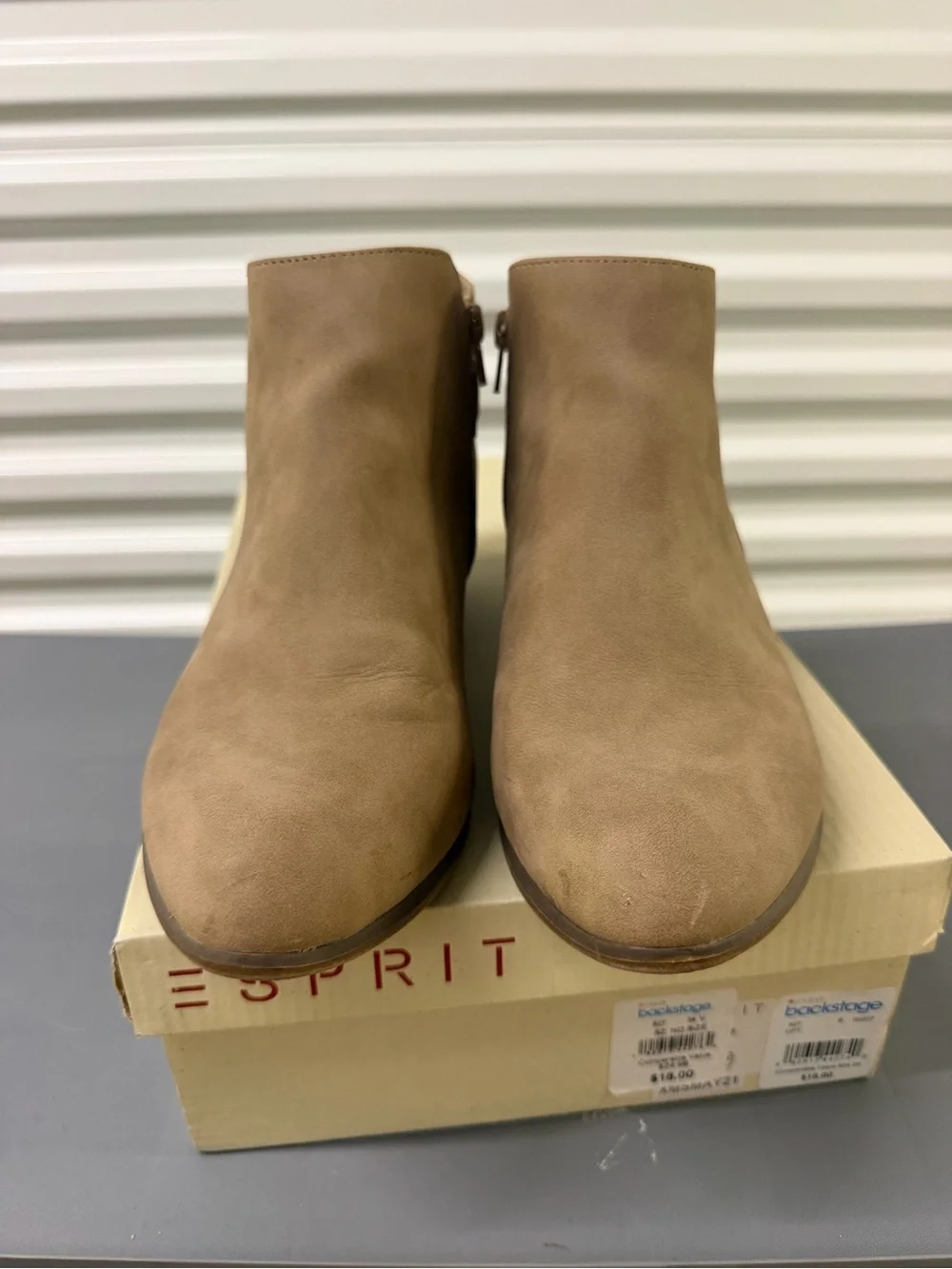 Esprit Tan Suede-Look Ankle Boots with Buckle